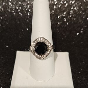 3/$20 Onyx & Diamond Fashion Ring - Size 8 3/4
